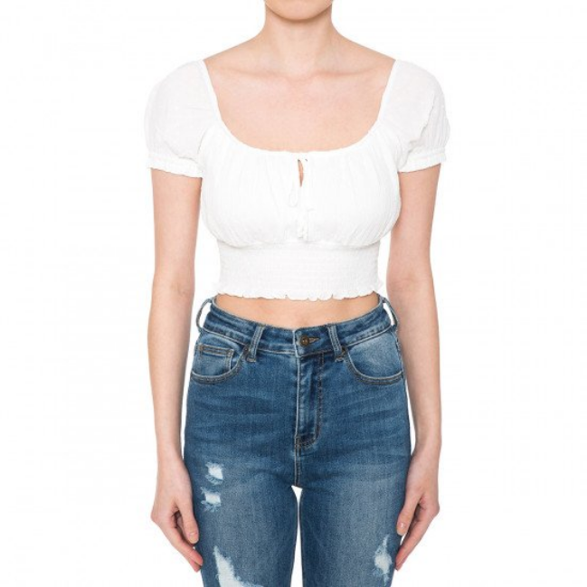 Ambiance - Women Keyhole Neck Crop Top - 73340