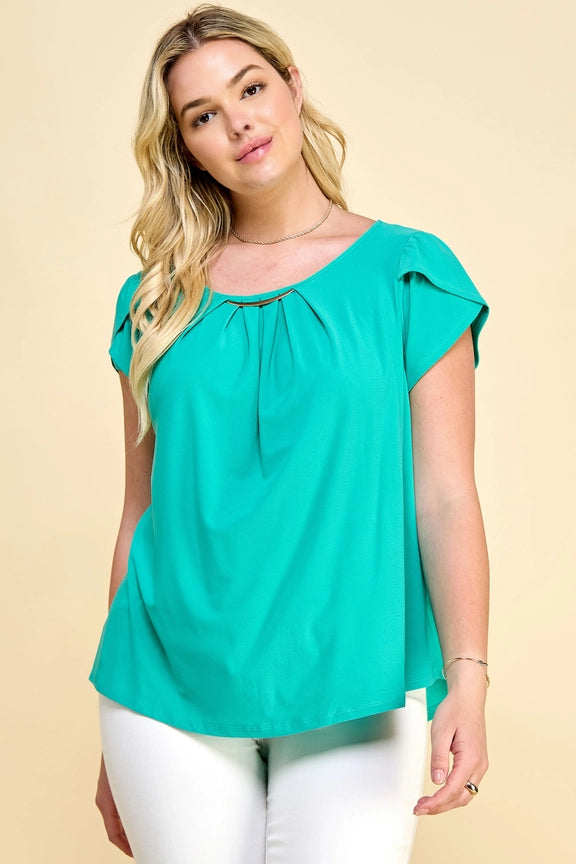 Plus Size Metal Flat Moon Trim Blouse - IM01464F67X