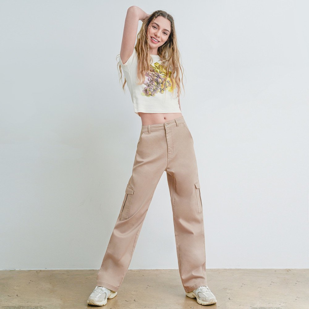 Wax Jean - Women's Twill Wide Leg Cargo Pants - 90339