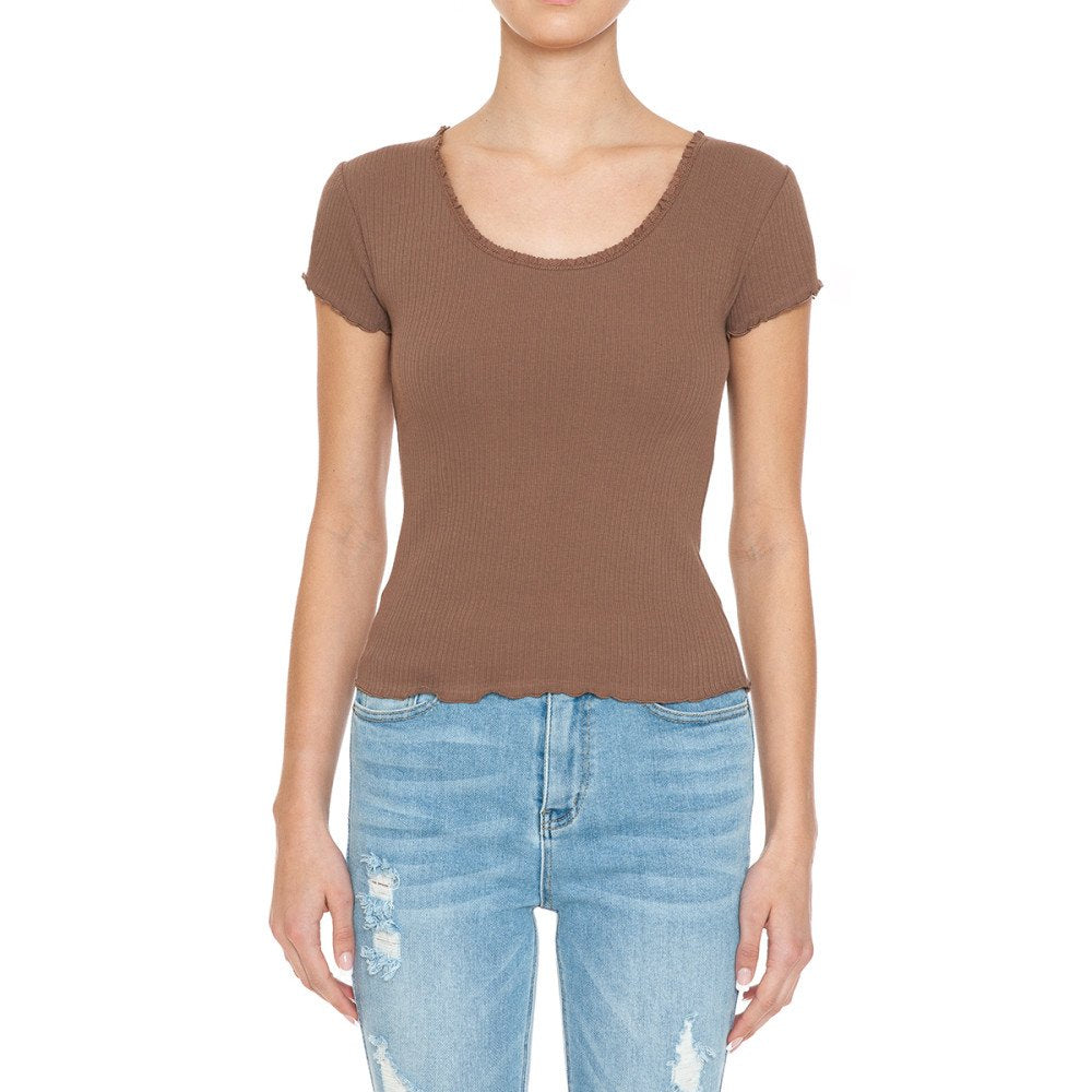 Ambiance - Women's Lettuce Edge Rib Top  - 72192