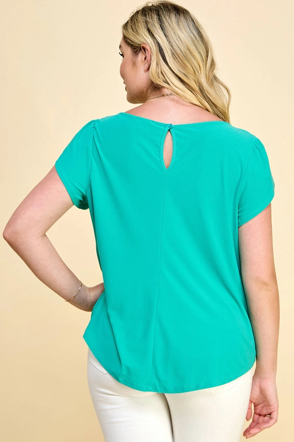 Plus Size Metal Flat Moon Trim Blouse - IM01464F67X