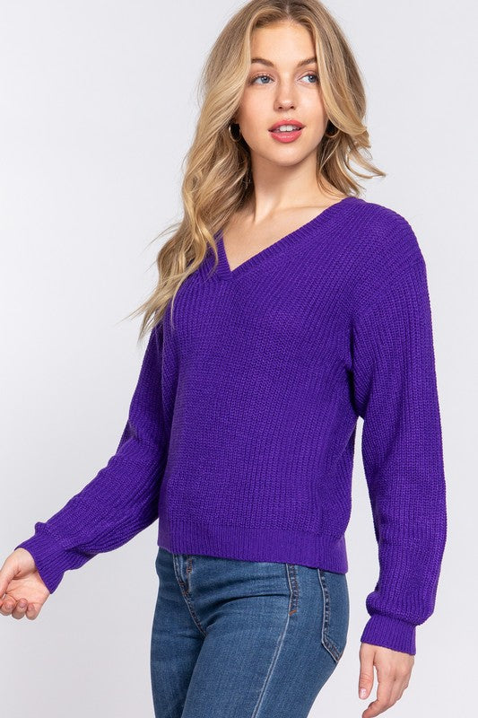 Active USA - Long Sleeve V-Neck Sweater - SW13683