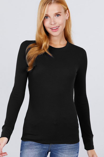 Active USA -  Thermal Crew Neck Tee - T11755 BLACK S