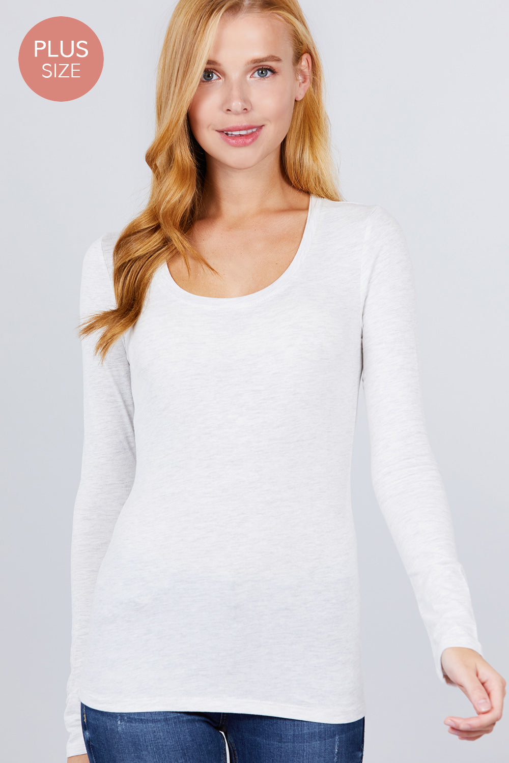 Active USA - Women's Long Sleeve Scoop Neck Top [Plus Size] - T7666