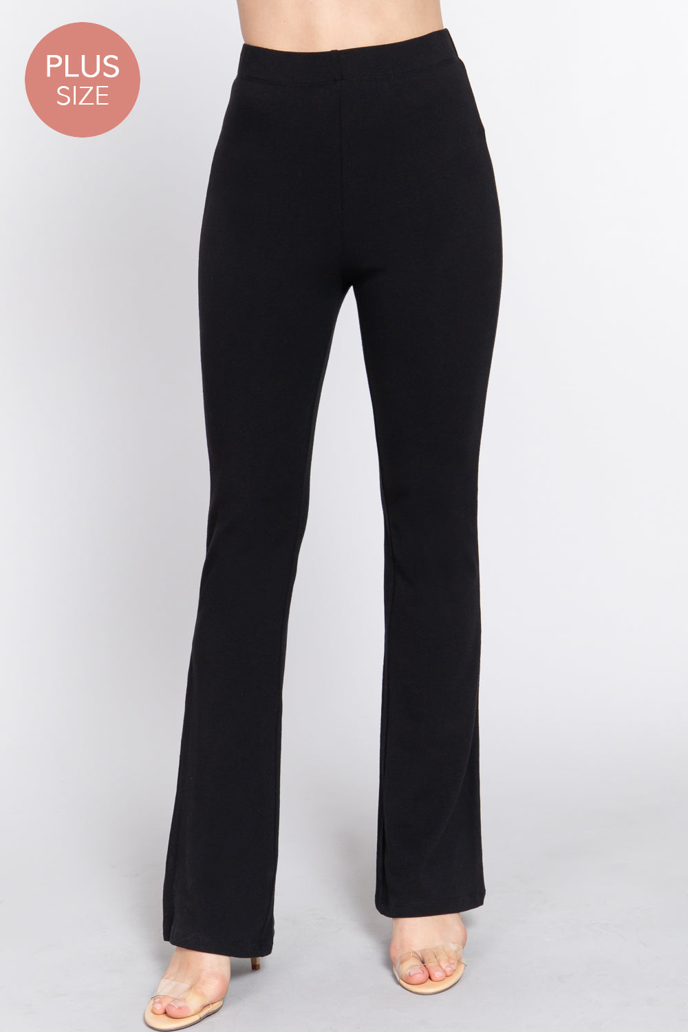 Active USA - Women's  Plus Size Waist Elastic Slim Flare Yoga Pants - P73392