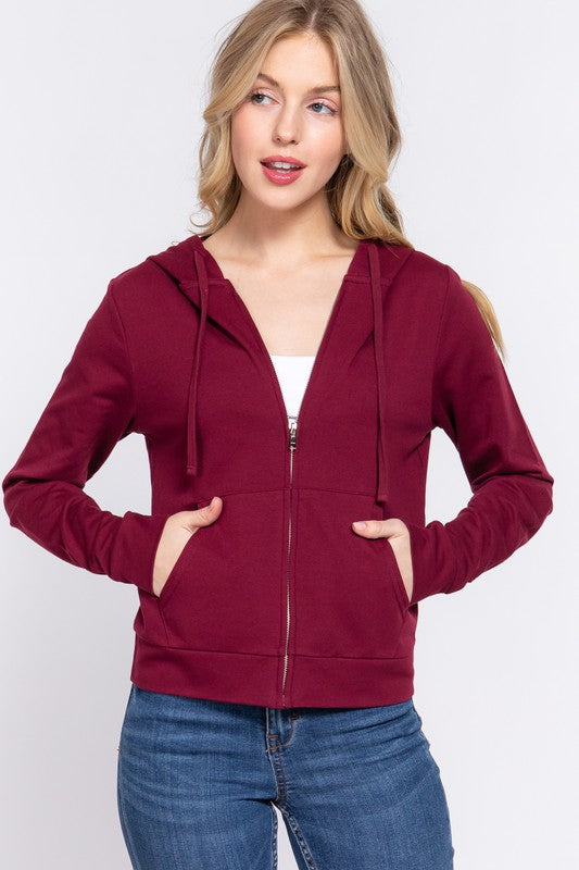 Active USA - Long Sleeve Zipper French Terry Hoodie Jacket - J1482