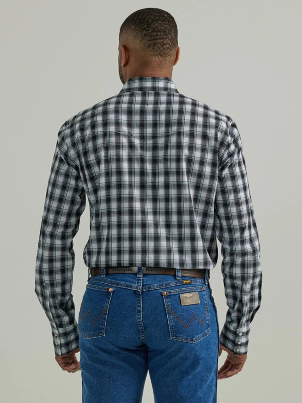 Men's Plaid Long Sleeve Western Shirt - 112330341