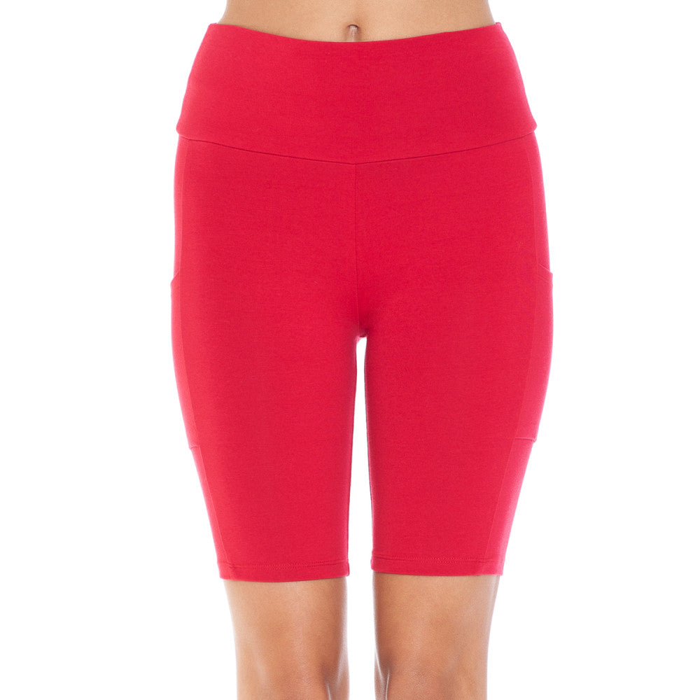 Ambiance - Women's High Waist Bike Short W/ Phone Pocket - 72595