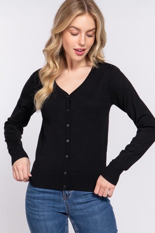 Active USA - Long Sleeve V-Neck Button Down Sweater Cardigan - SW13661