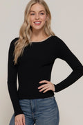 Long Sleeve Boat Neck with Pearl Detail Sweater - SW14645