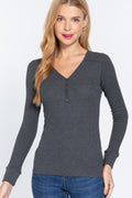 Active USA - Long Slv V-Neck Placket Thermal - T12325