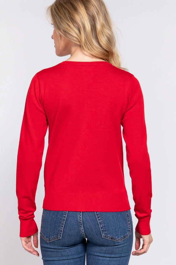 Active USA - Long Sleeve V-Neck Button Down Sweater Cardigan - SW13661