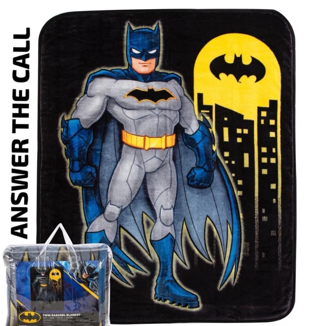 Twin Raschel Blanket 60"X80" Batman w/ Symbol