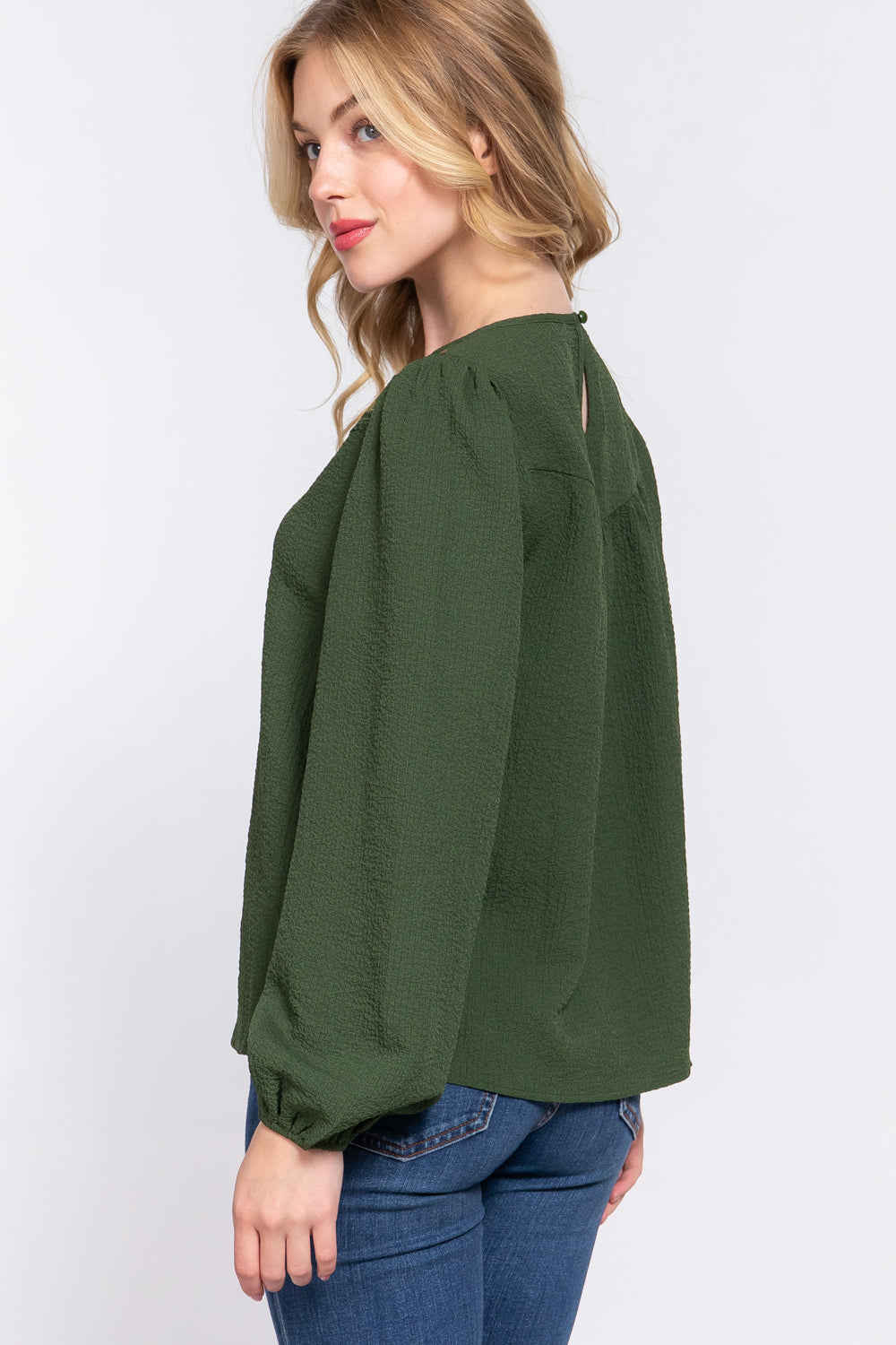 Active USA - Women's Crochet Lace Panel Woven Top - T13670