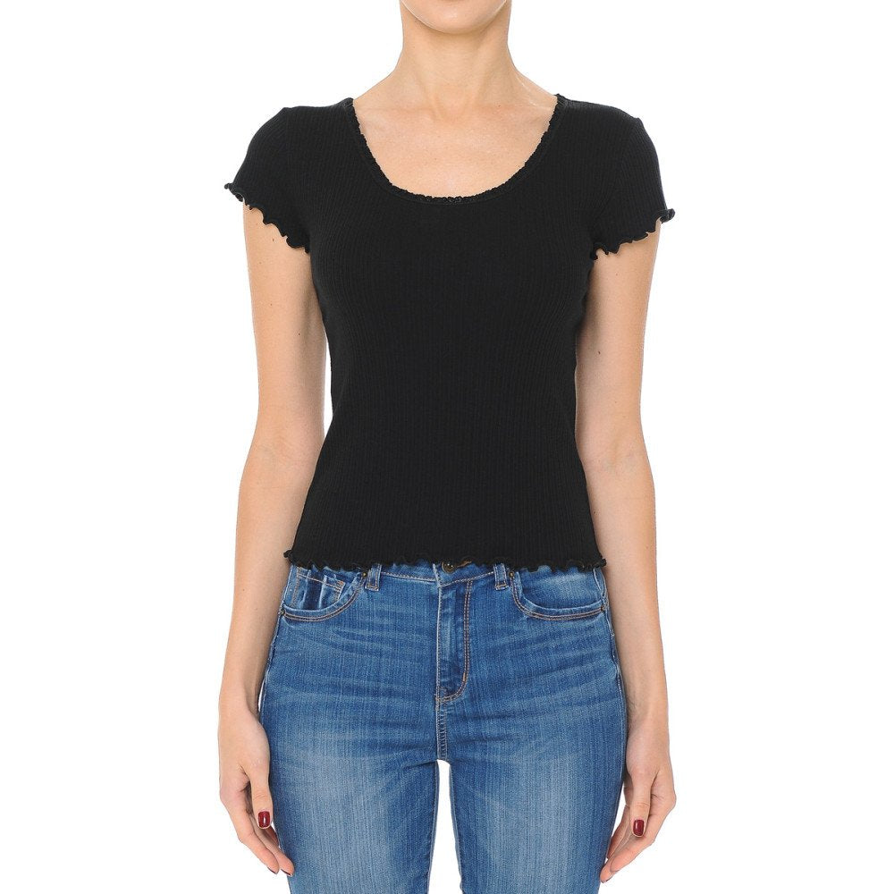 Ambiance - Women's Lettuce Edge Rib Top  - 72192