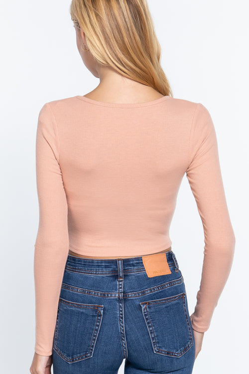 Active USA - V-Neck Shirring W/ Strap Knit Top - T12656