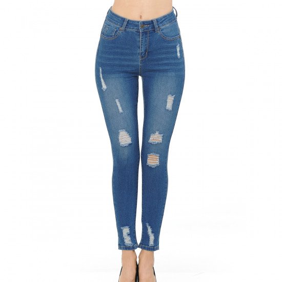 Wax Jeans - Women's Push-up High-Rise Destructed Skinny Jean - 90174