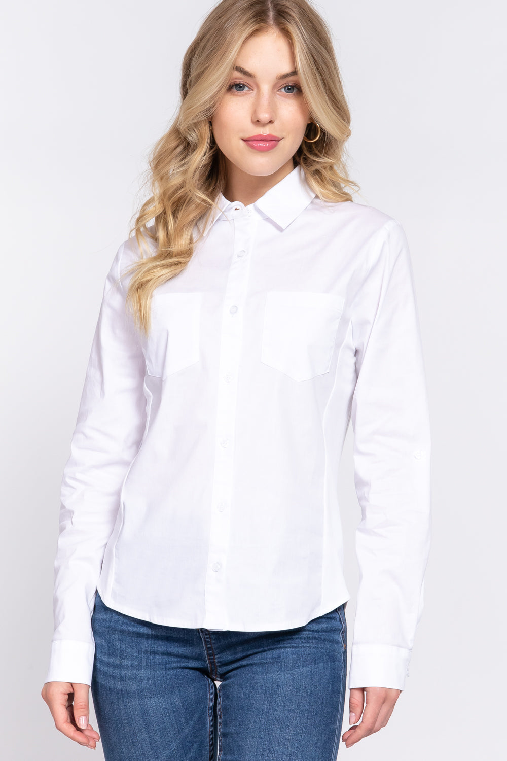 Active USA - 3/4 Roll Up Slv Stretch Shirt - T13463