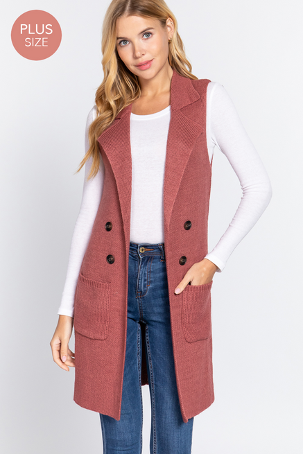 Active USA - Long Sweater Vest Plus - SW71045