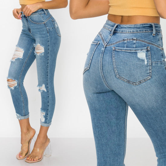 Womans High Rise Push Up Jeans - 90205