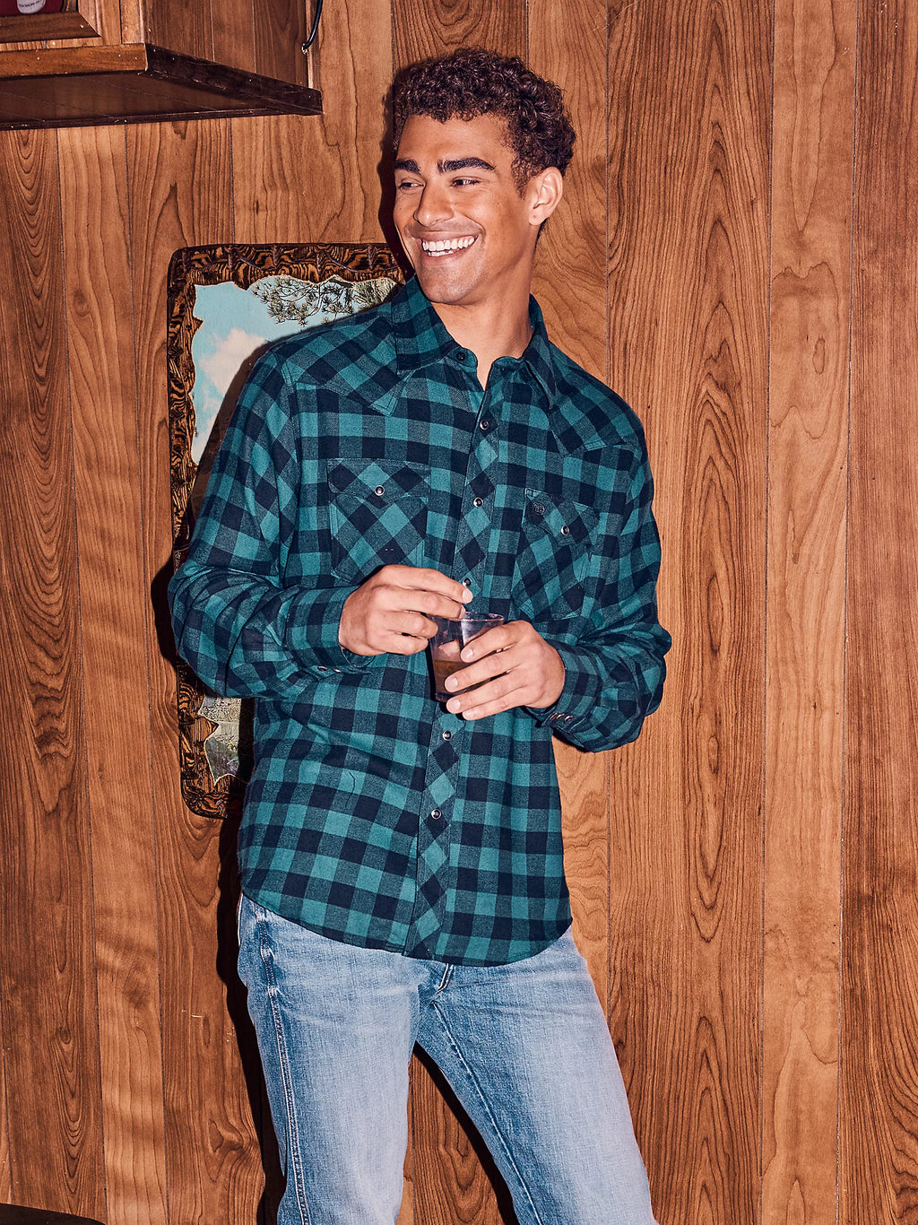 Wrangler - Men's Retro® Long Sleeve Flannel Western Snap Plaid Shirt - 112355386