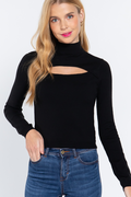 Active USA - Long Slv Mock Neck Keyhole Sweater - SW12488