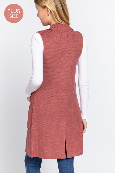 Active USA - Long Sweater Vest Plus - SW71045