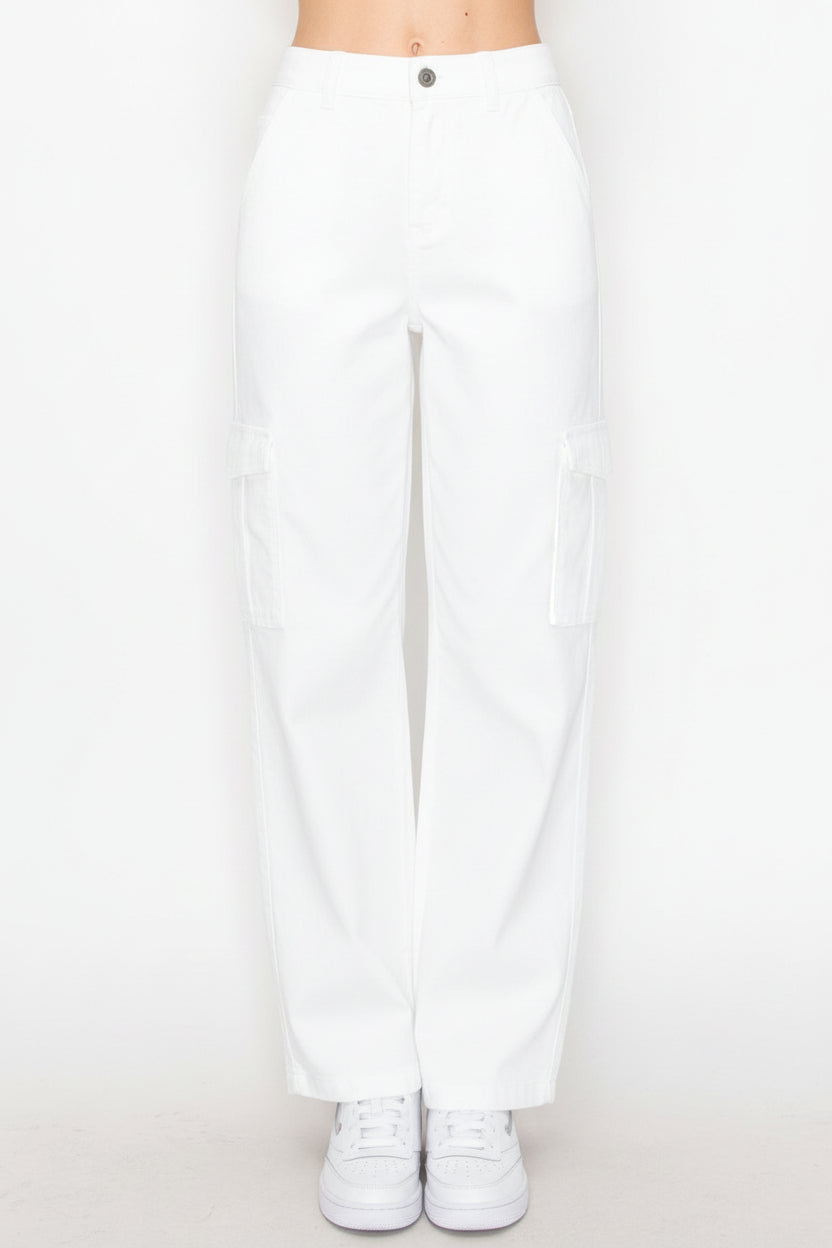 Wax Jean - Women's Twill Wide Leg Cargo Pants - 90339