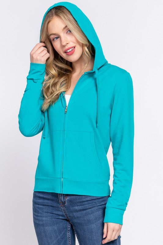 Active USA - Long Sleeve Zipper French Terry Hoodie Jacket - J1482