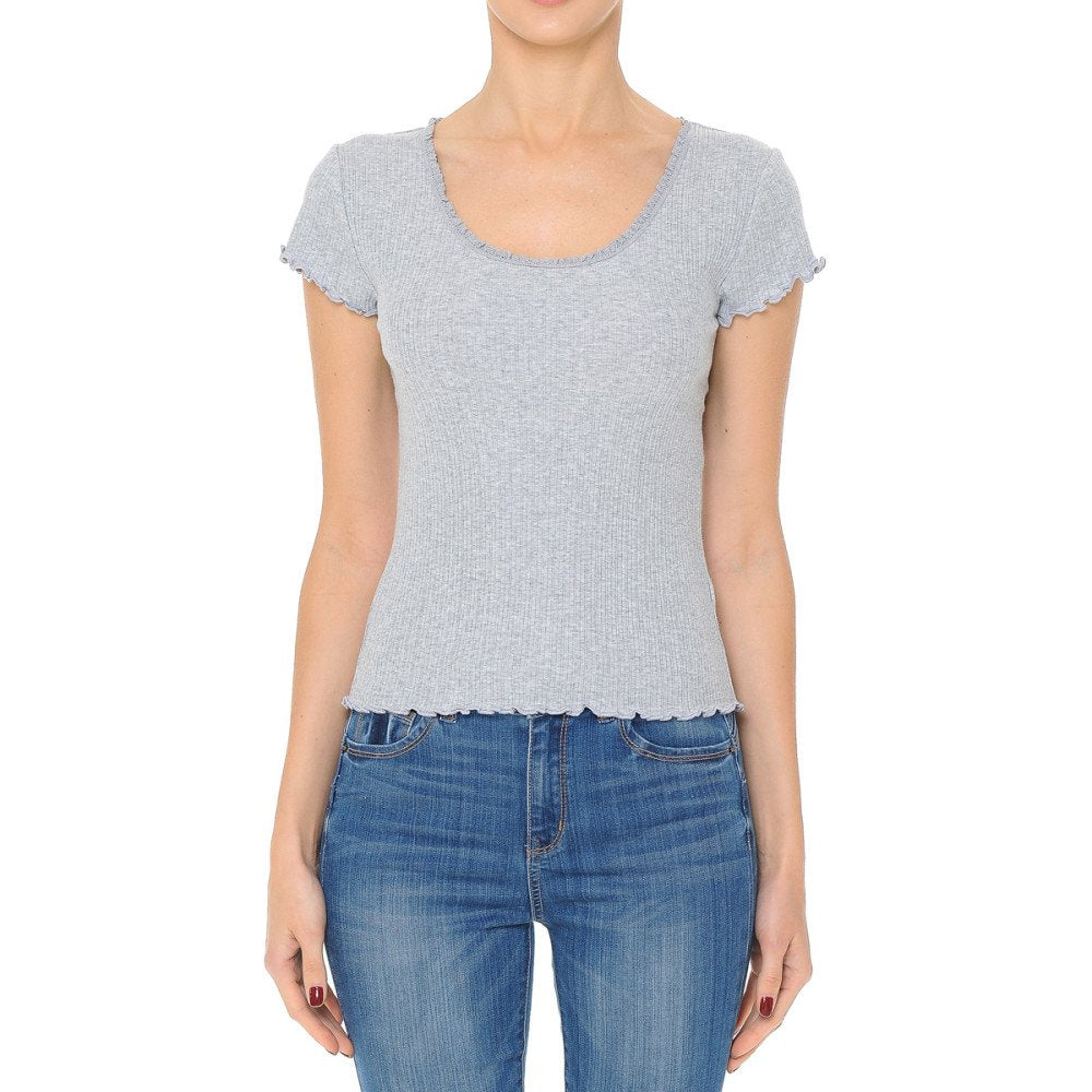 Ambiance - Women's Lettuce Edge Rib Top  - 72192